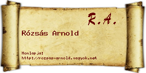 Rózsás Arnold névjegykártya